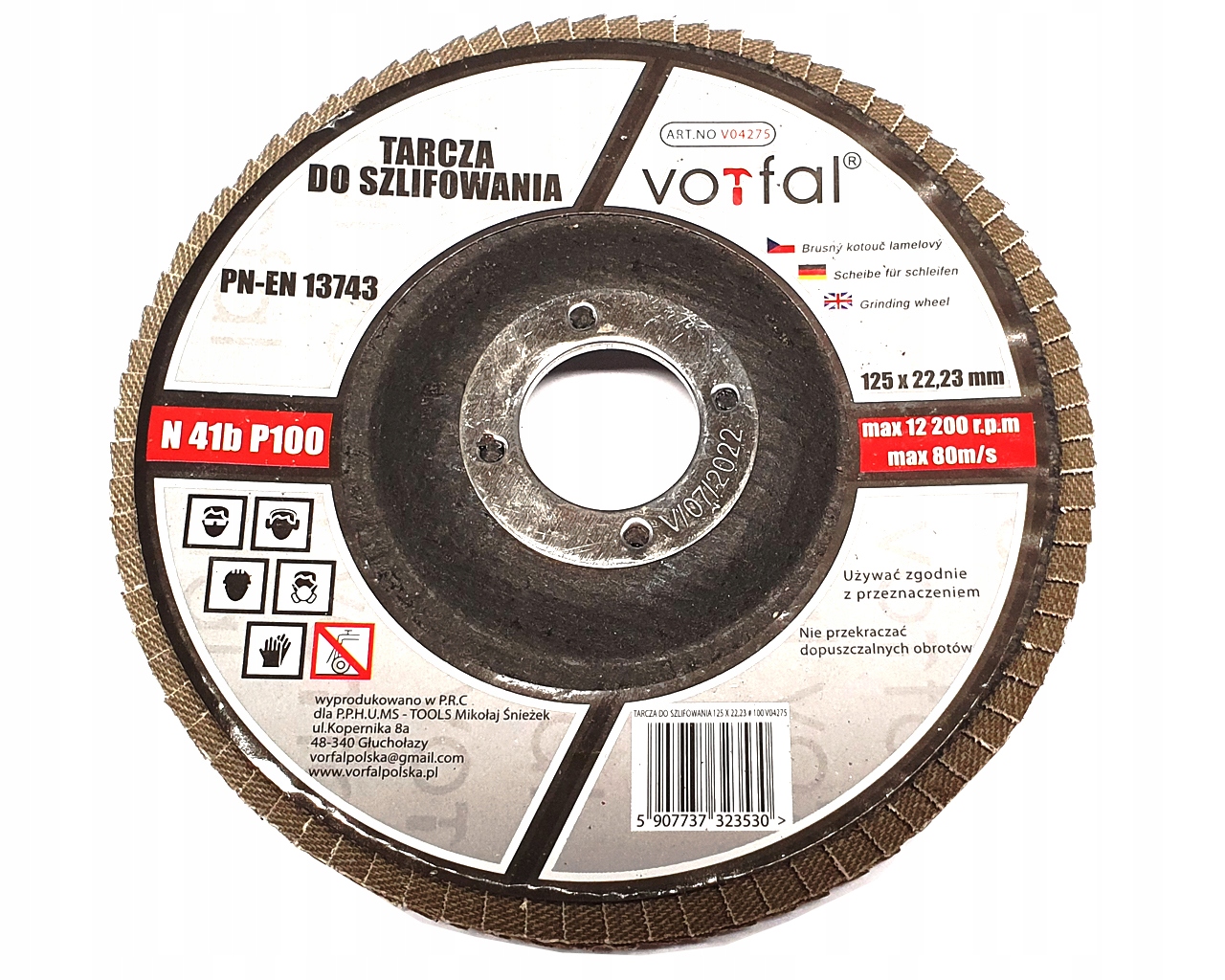 TARCZA ŚCIERNA ŚCIERNICA LISTKOWA 125MM - P100