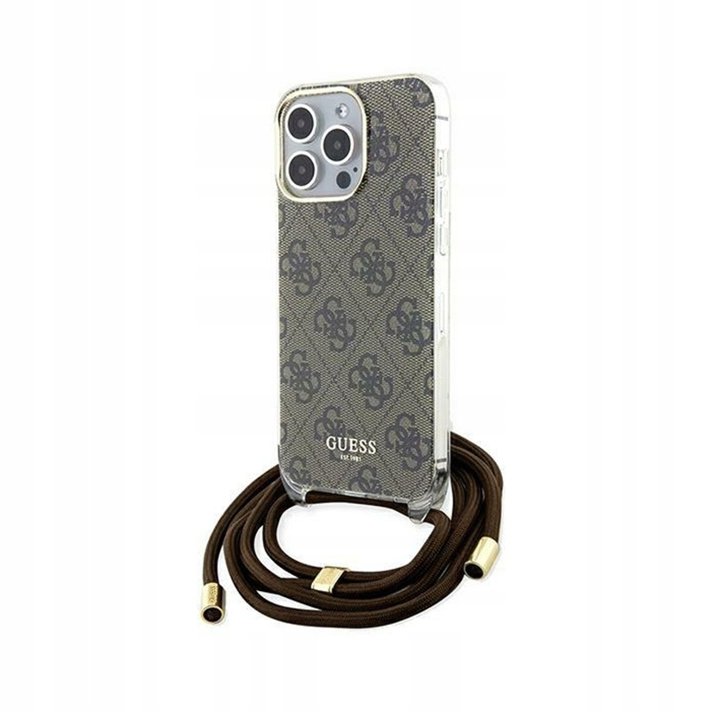 Guess Crossbody Cord 4G Print – Pouzdro pro iPhone 15 Pro Max (hnědé)