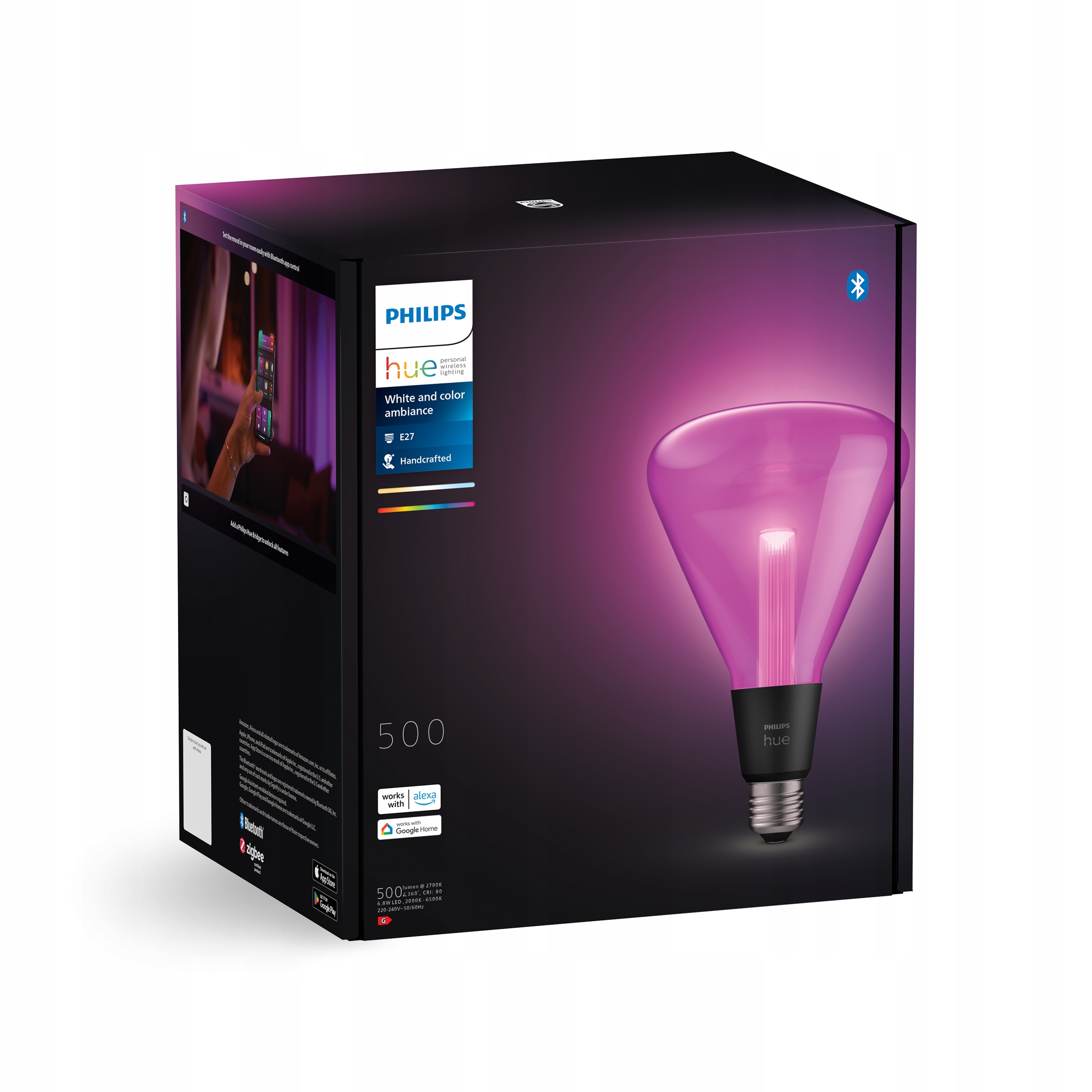 Żarówka inteligentna E27 PHILIPS HUE kolorowa biała trójkątna Moc 6.8 W