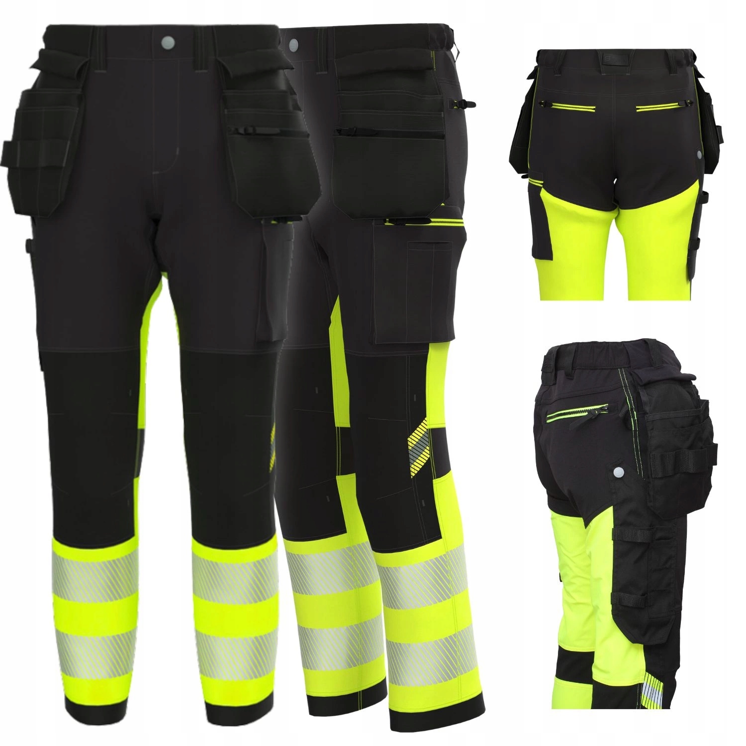 Spodnie robocze elastyczne Stretch HiVi odblaskowe BoSafety Tensionpro -60