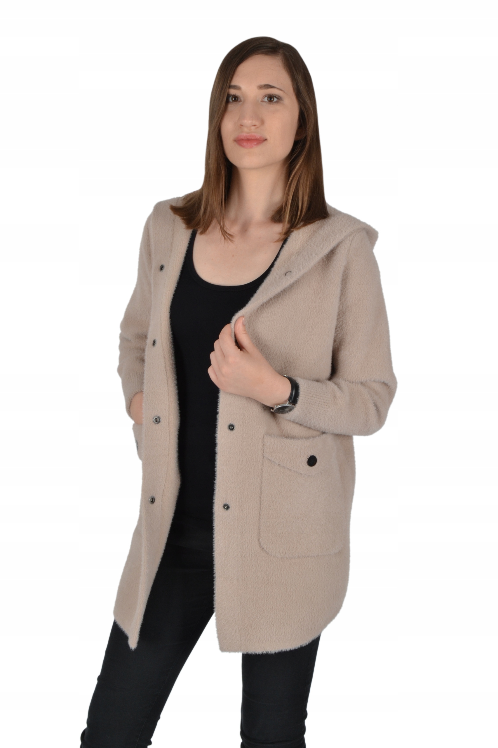 

Płaszczyk damski kurtka z kapturem wełna Alpaka