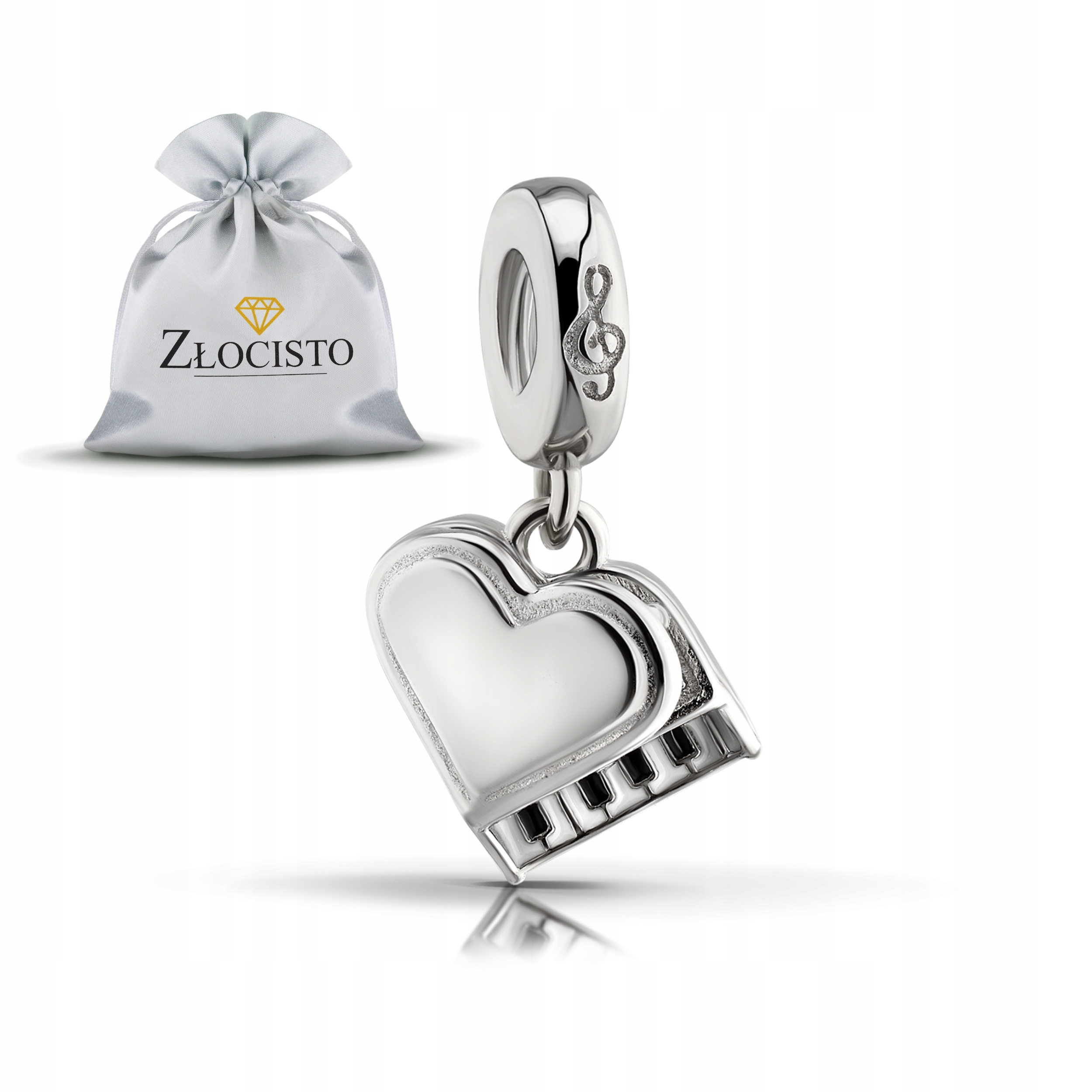 Stříbrný Přívěsek Korálek Stříbro 925 Závěsný Klavír Ve Tvaru Srdce