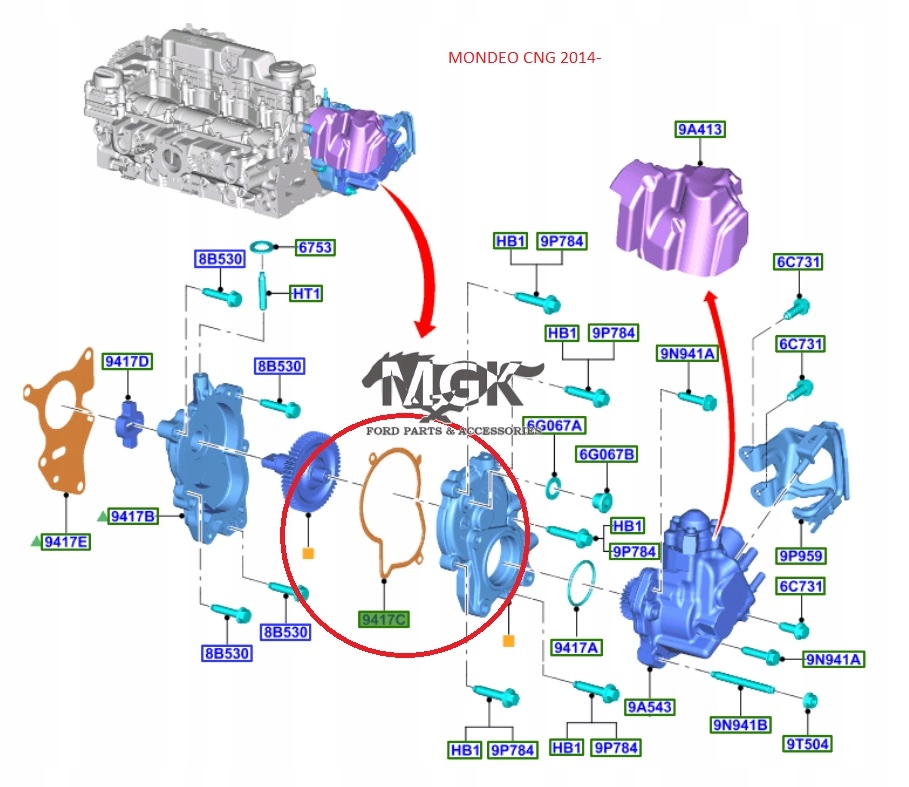 USZCZELKA OBUDOWY POMPY WTRYSKOWEJ 2.0 TDCI DW10F 1892645 _ DS7Q-9417-DA Producent części Ford OE