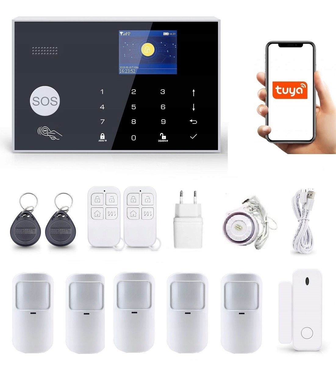 Alarmový Systém LCD 2.4' Gsm WiFi Tuya Smart Pl 5xPIR