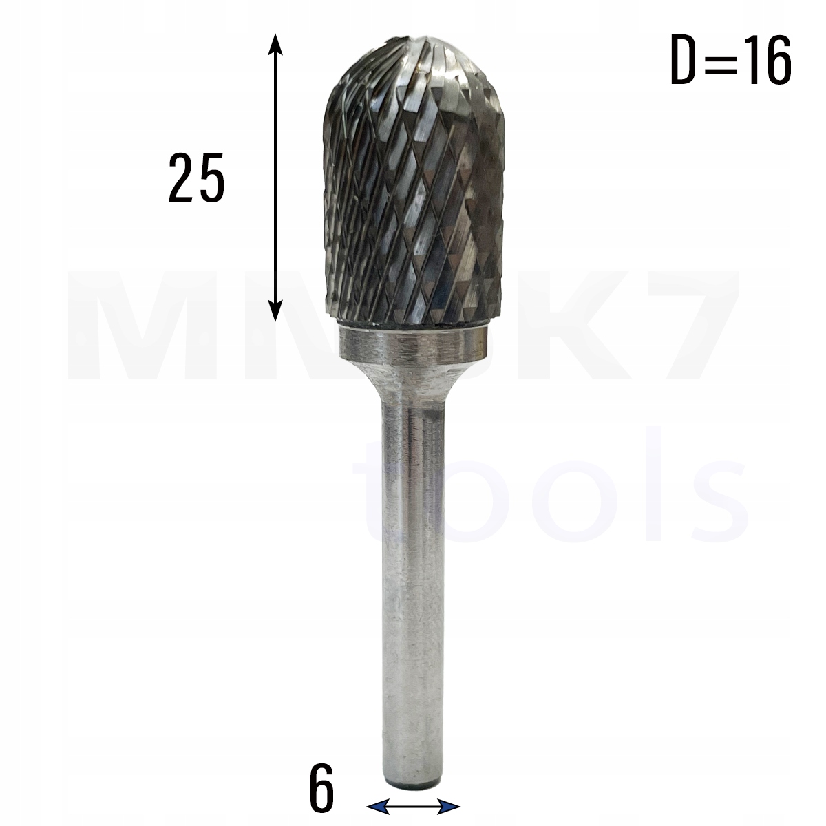 Frez pilnik obrotowy do metalu 6 mm * 16 mm Vhm Hrc 65 Typ C