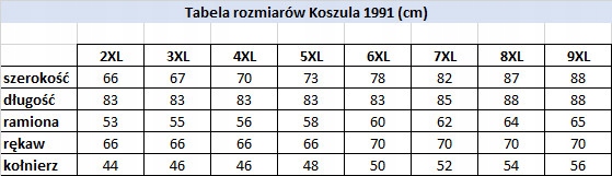 Koszula 1991 - Biała - 8XL Rozmiar 8XL