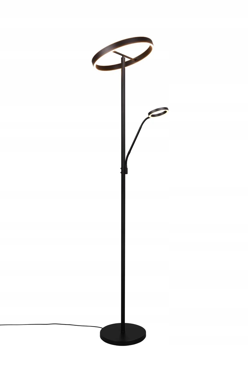 Podlahová Led lampa 39W čierna Willis Trio Dva krúžky Čítanie 180 cm