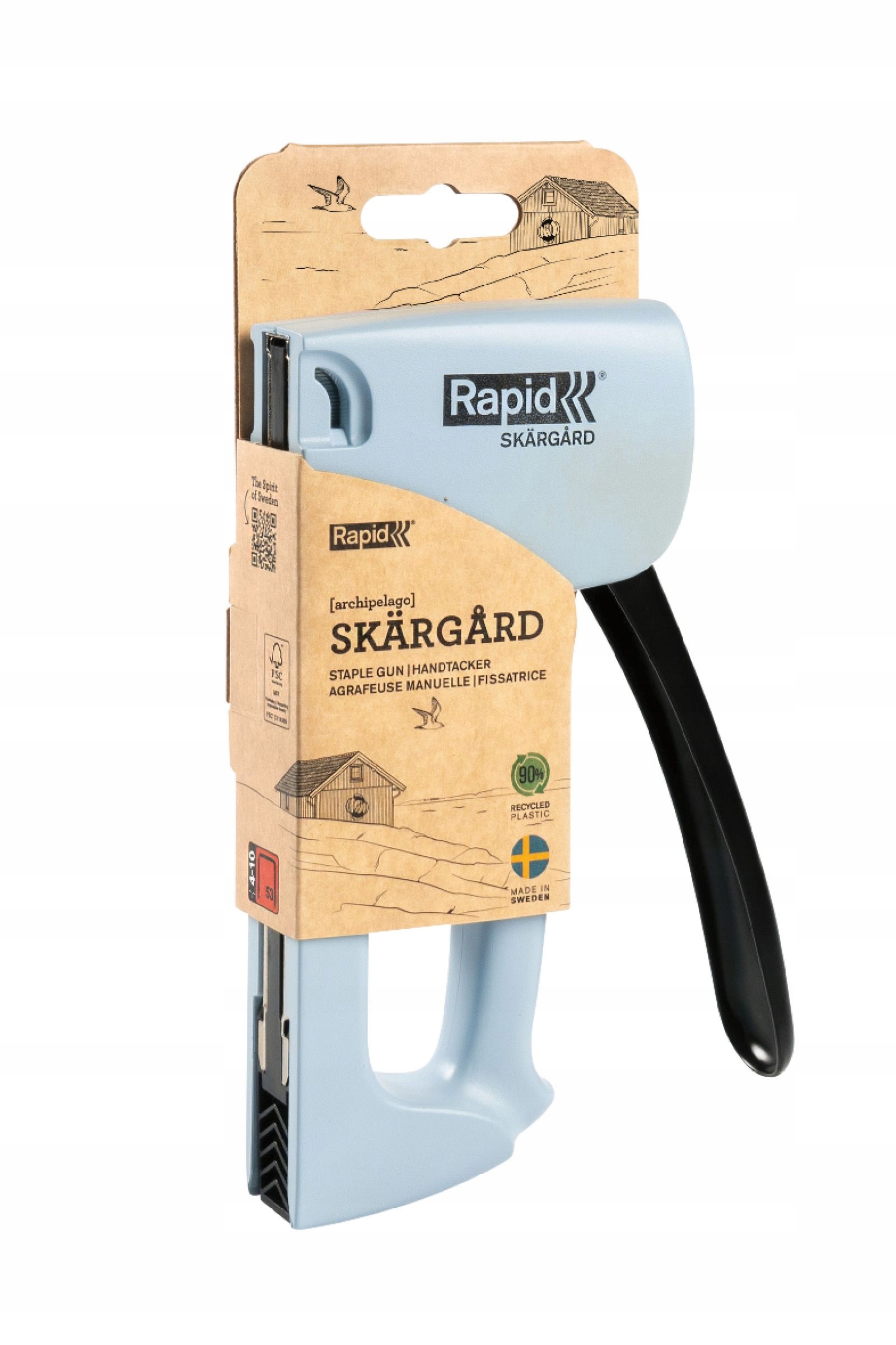 Švédská ruční sešívačka R53 SoS Skargard na sponky typ 53 Rapid modrá