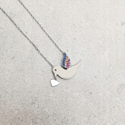 Náhrdelník ptáček se srdíčkem