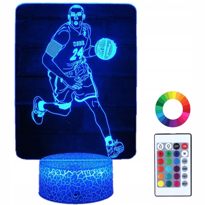 

Lampka Nocna z Imieniem Grawer 3D Led Koszykarz