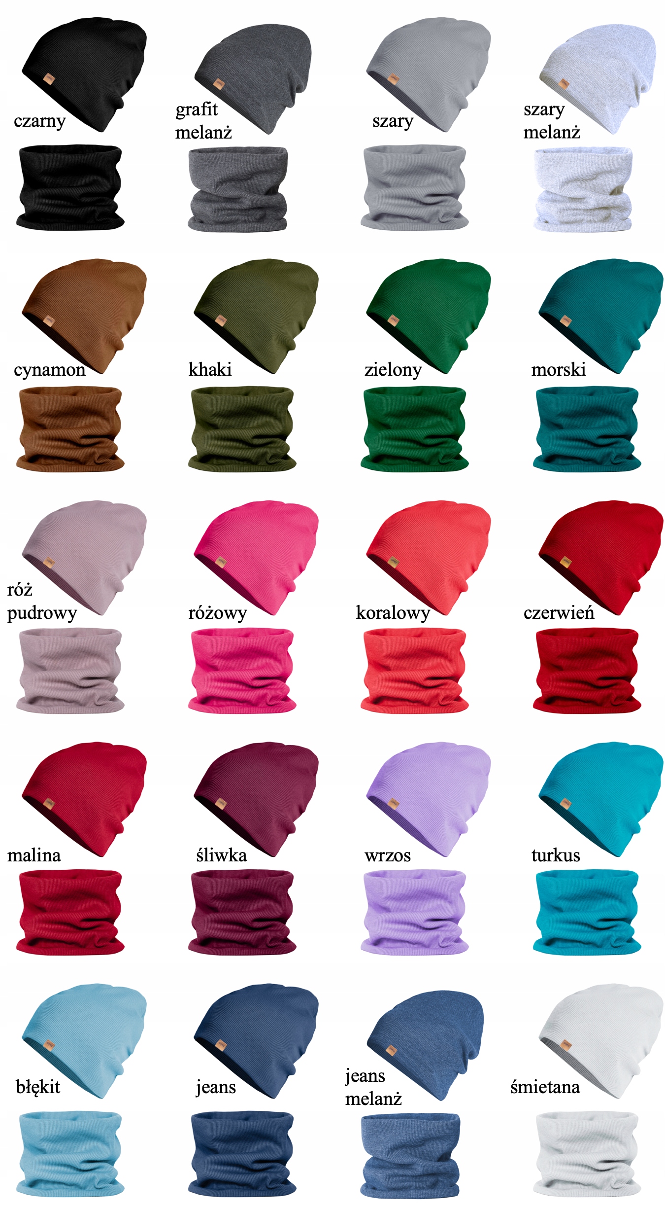 CZAPKA KOMIN KOMPLET DZIECIĘCY BAWEŁNA KORAL 44-50 Rozmiar 44-50 cm