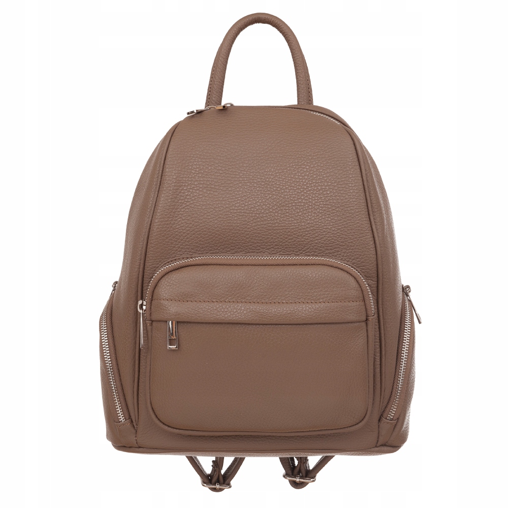 Włoski Taupe Plecak Skóra Naturalna Cappuccino Plecak Skórzany Vera Pelle