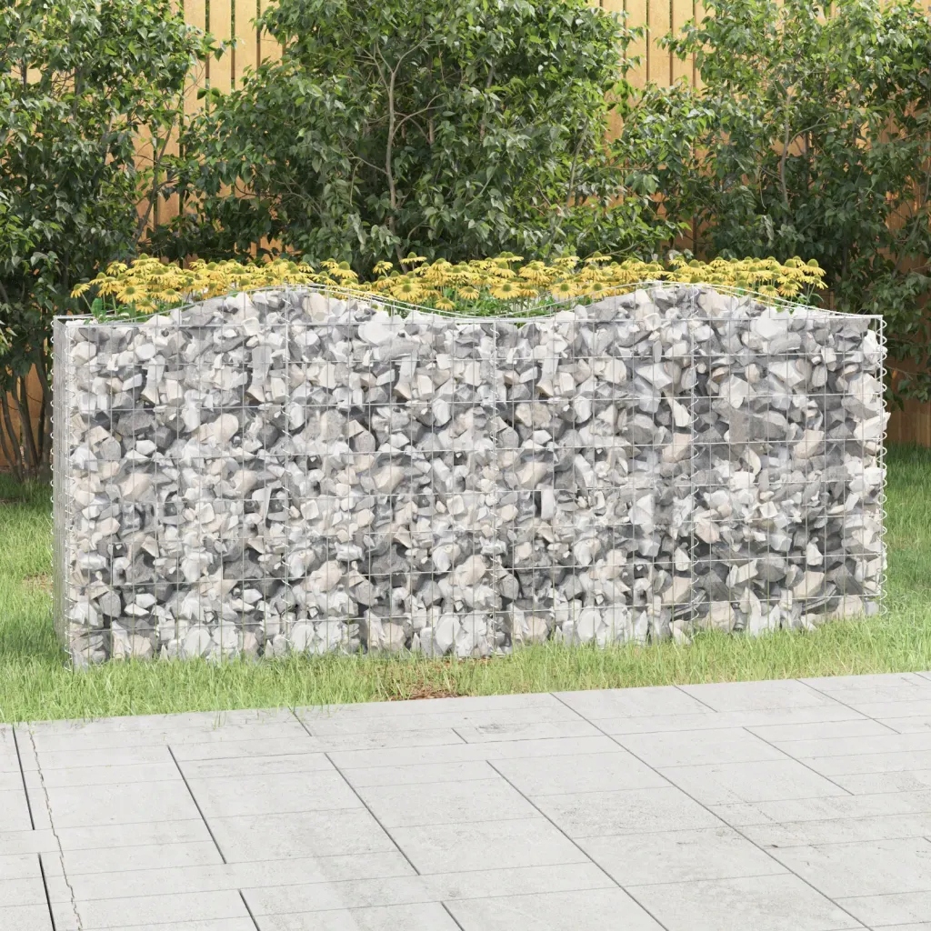Klenutý gabion vyvýšený záhon 200x50x100 cm pozinkované železo Stříbrná 153