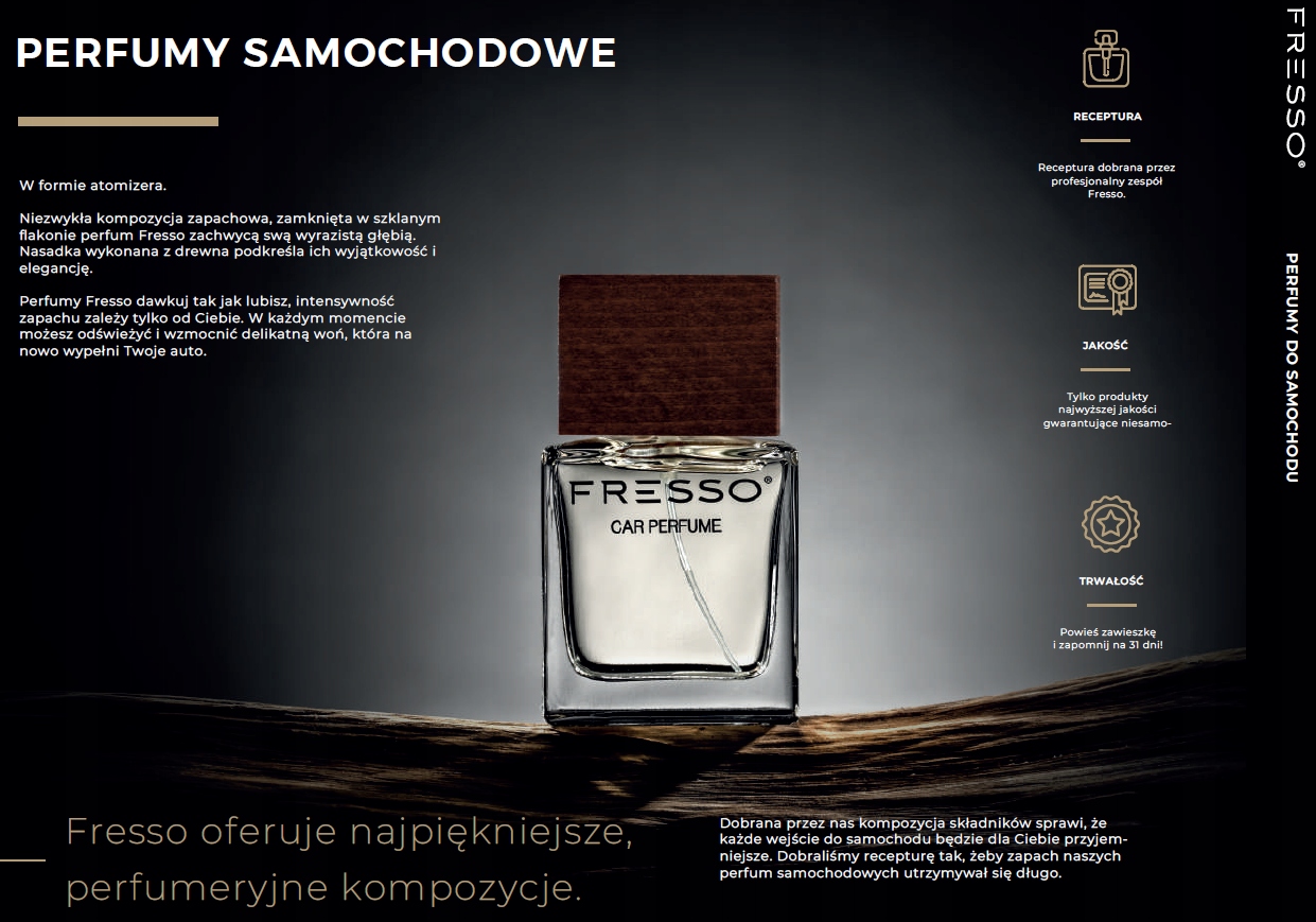 FRESSO _ DARK DELIGHT - PERFUMY DO SAMOCHODU O NIESAMOWITYM ZAPACHU Producent Fresso