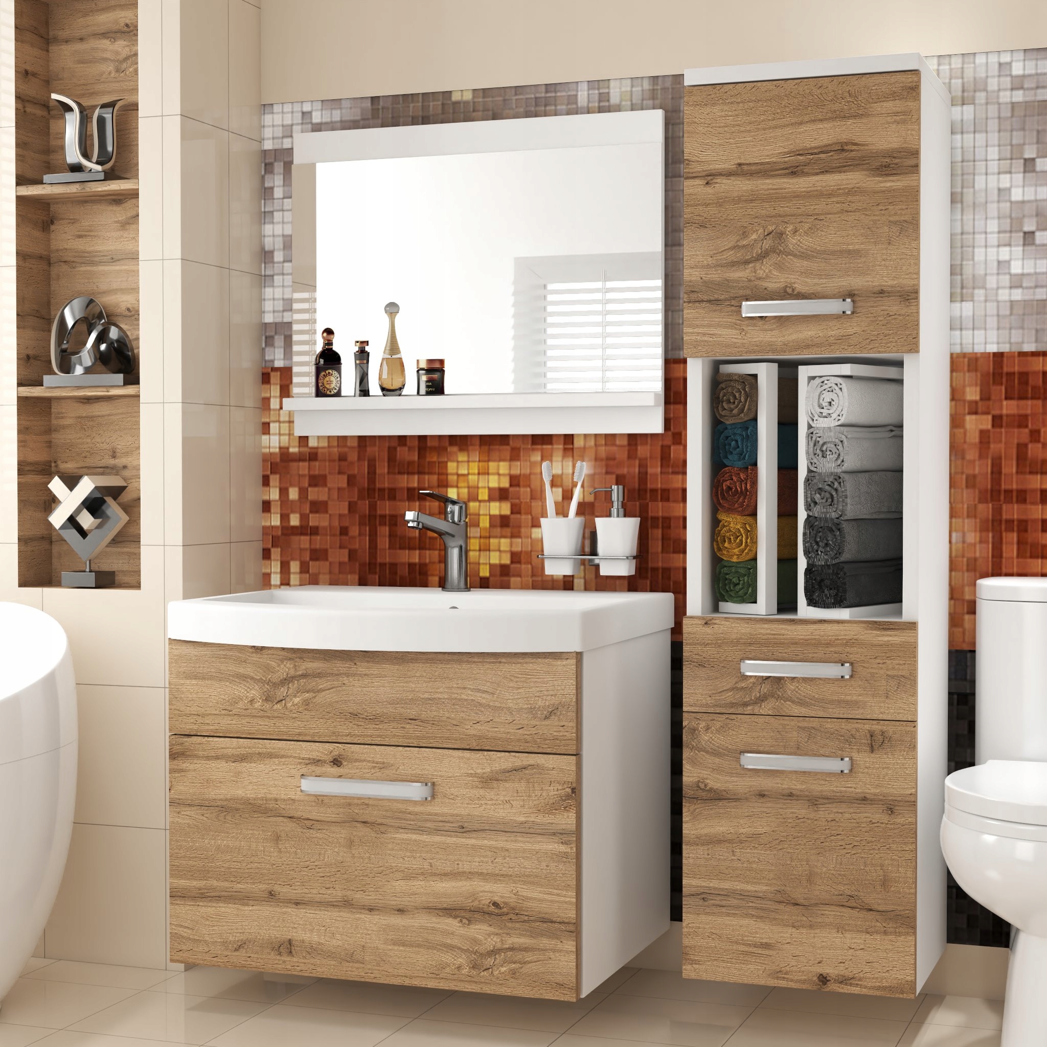 Meble łazienkowe z LUSTREM z UMYWALKĄ