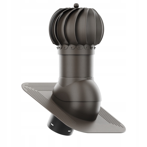 Větrací komín Otočný kulatý fi125 pod asfaltový šindel/pape Tmavě Hnědý 8019