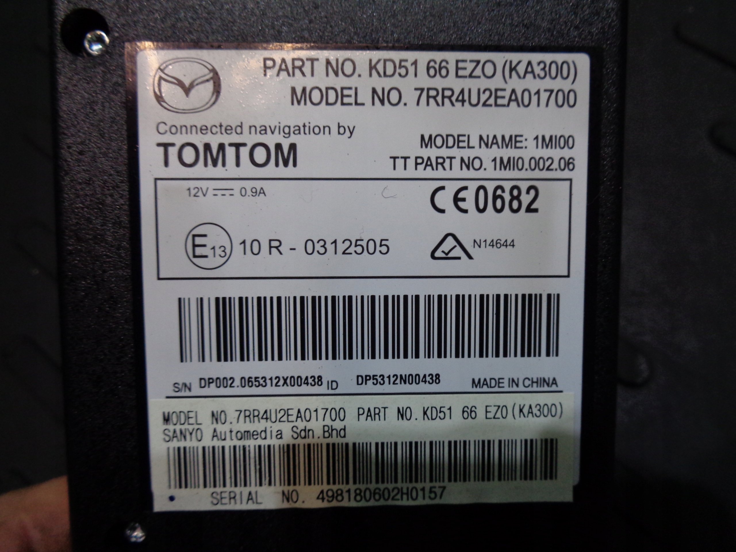 module control unit card reader SD TOM TOM KD5166EZ0 MAZDA 6 III GJ