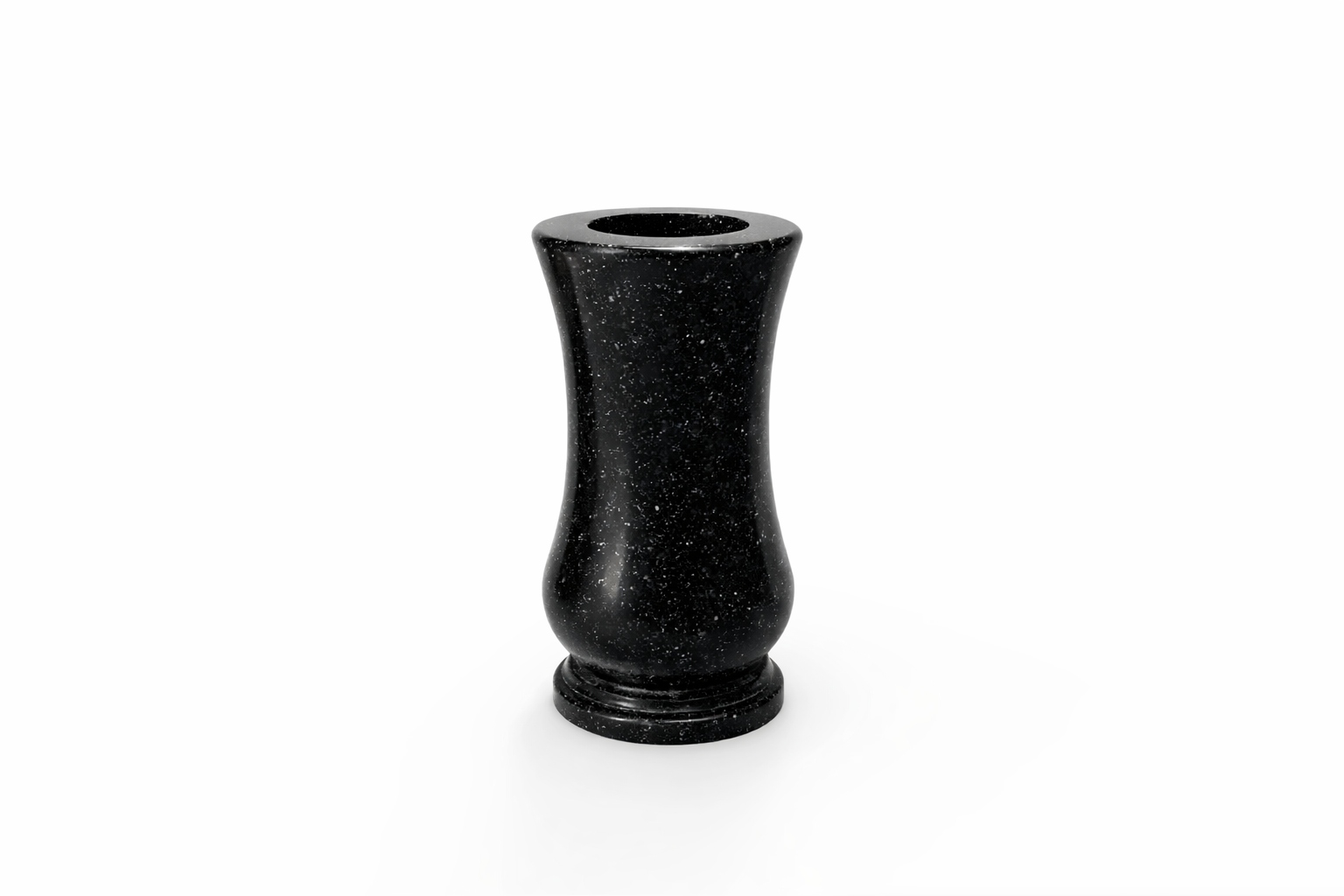 Granitová váza na hřbitovní náhrobek černá 28 cm Kulatý Tmavý granit