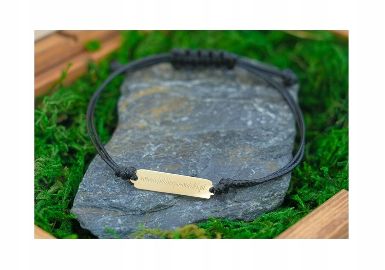 Zlatý náramek pr. 585 Plech na provázku Gravírování Bonus BZ068