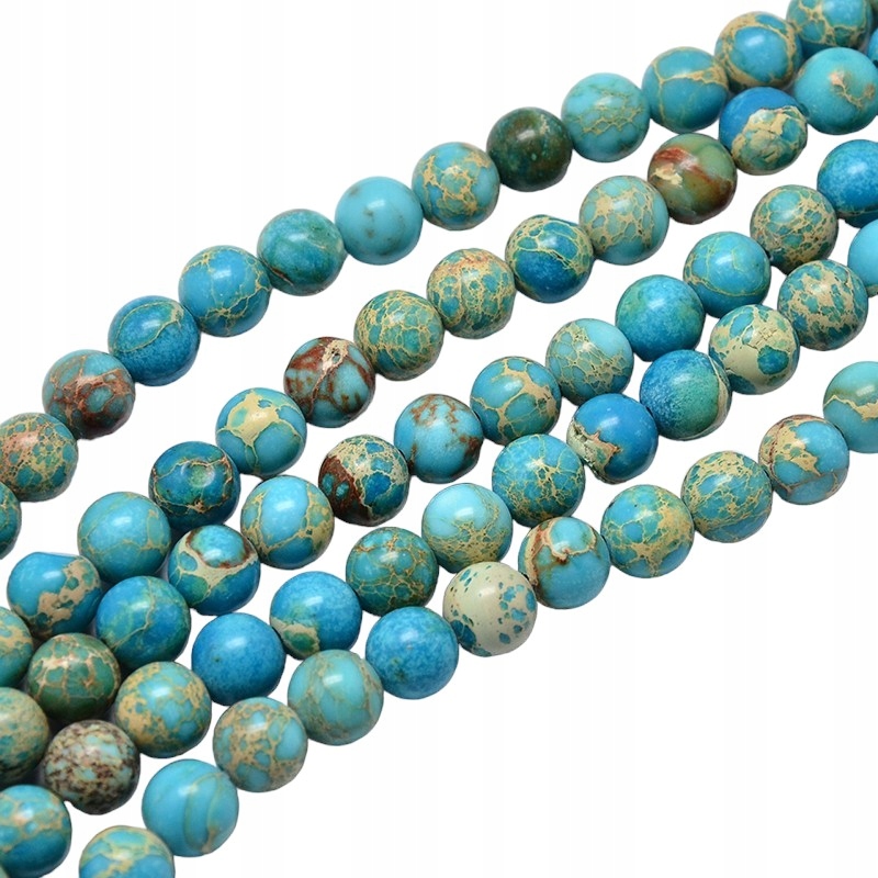 Přírodní Jaspis Císařský Modrý Koule Hladký 8mm Šňůra cca 48Št