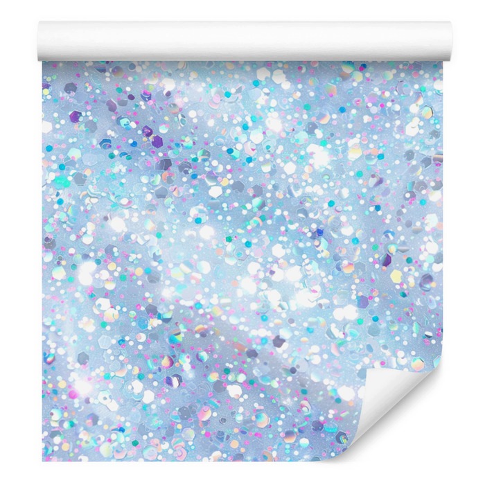 Tapeta s brokátovou barvou, světle modrá a bílá 50 x 1000 cm