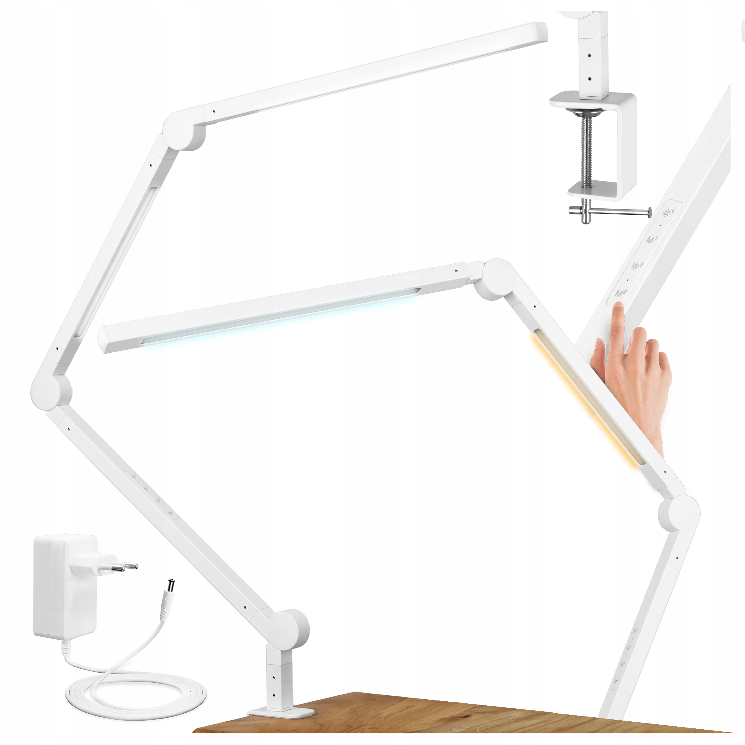 Lampka Na Biurko Biurkowa Led Szkolna Dotyk Kreślarska Regulowana Podwójna