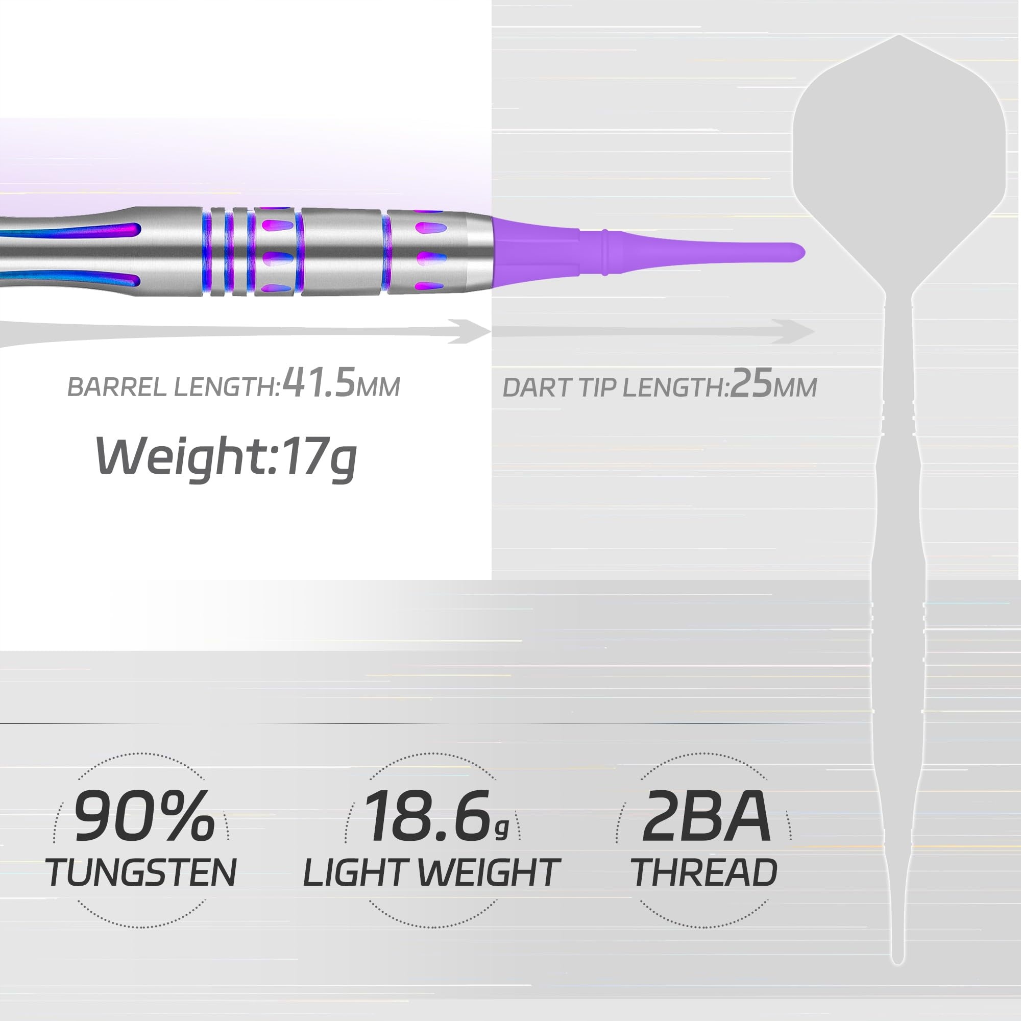 CYEE LIFE Profesjonalne Rzutki Soft 90% Wolfram 17g z Etui i Końcówkami — miniatura 4