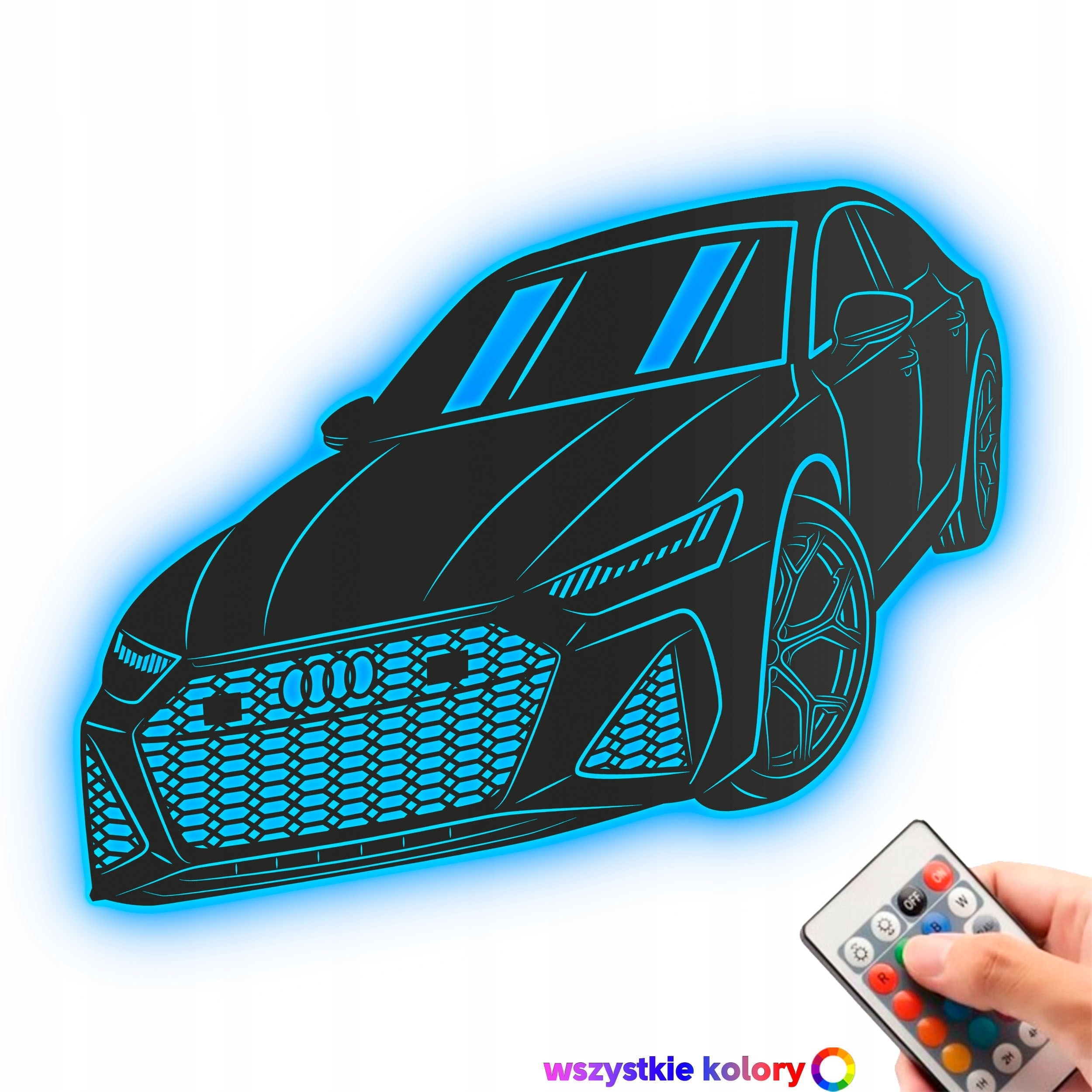 Drevený 3D obraz Audi Rs 7 Nástenná Dekorácia Darčeková nočná Led lampa XL