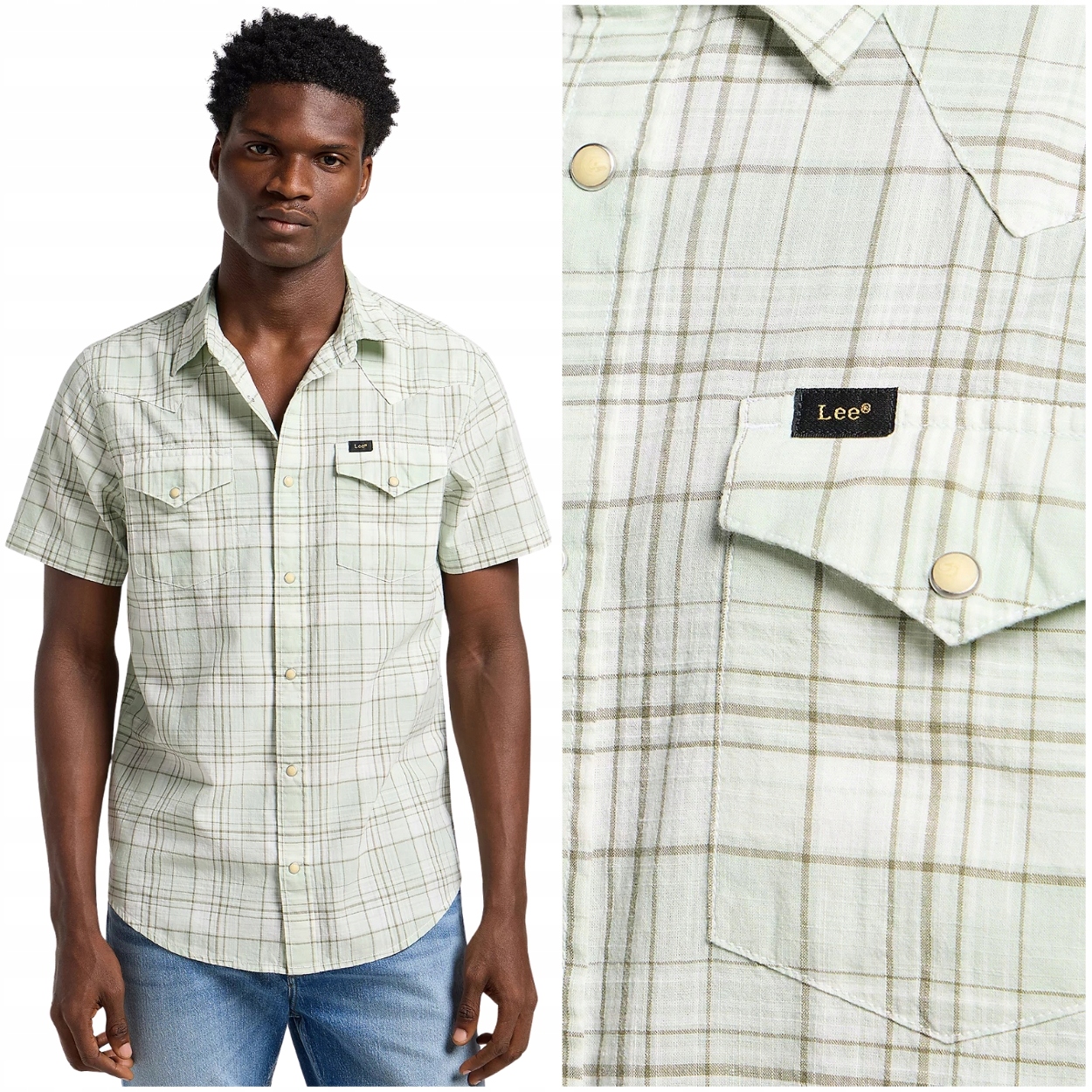 Lee Western Shirt Mercantile Bavlněná Kostkovaná Košile Krátký Rukáv M