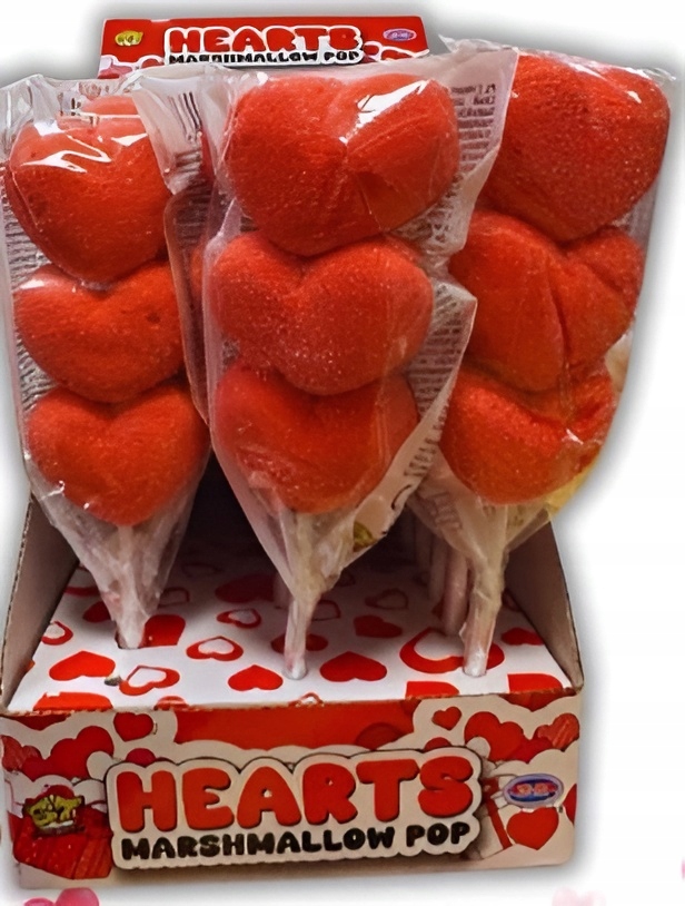 Walentynki Lizak Piankowy w Kształcie Serca o Smaku Truskawkowym 35g 24 szt