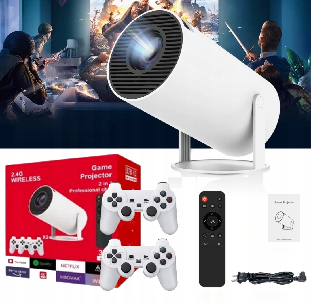 Projektor Led Przenośny Konsola Rzunik Dwa Pady Do Gier Android Netflix