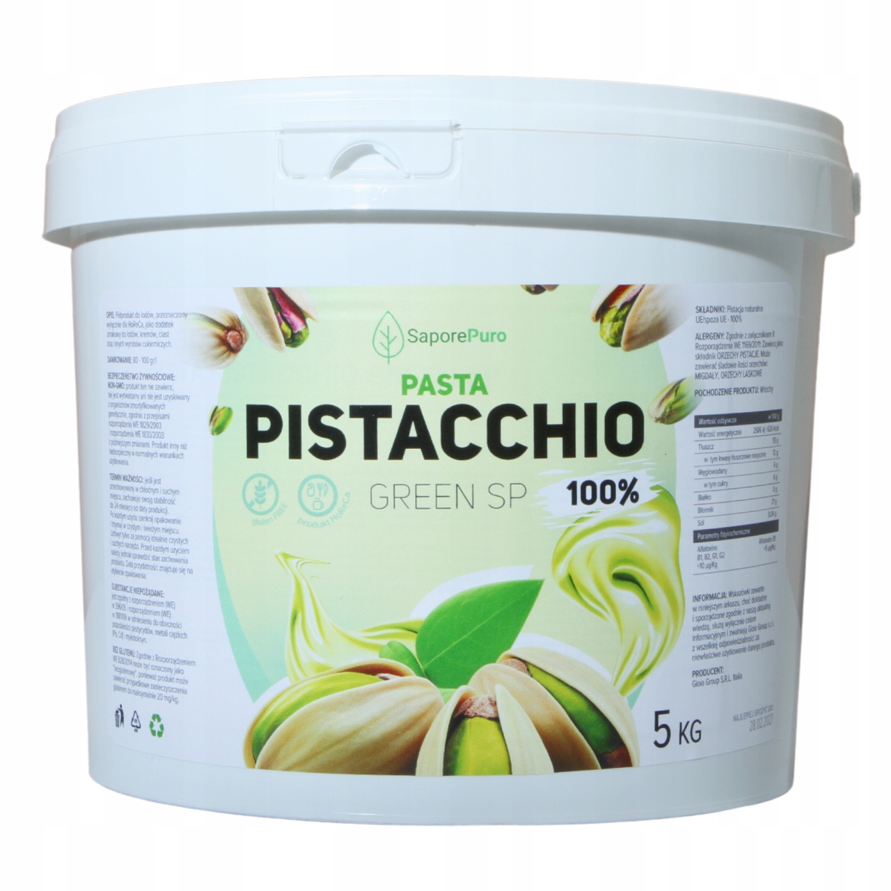 SaporePuro Włoski Krem Pistacjowy 100% 5kg