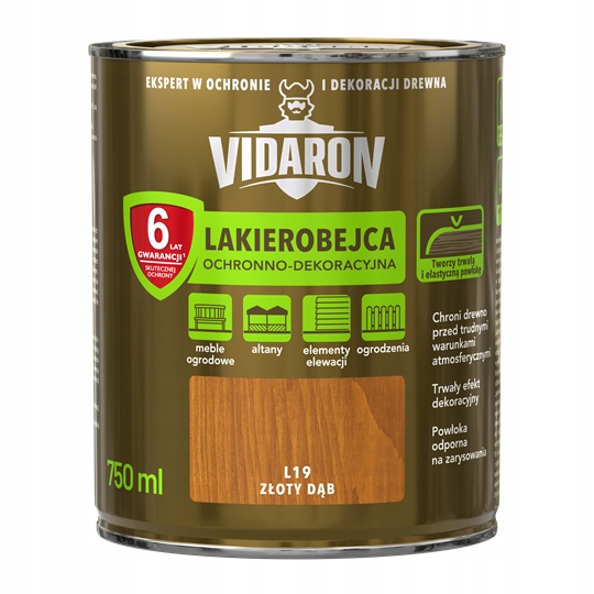 Lakierobejca do drewna Vidaron 0,75 l ZŁOTY DĄB połysk