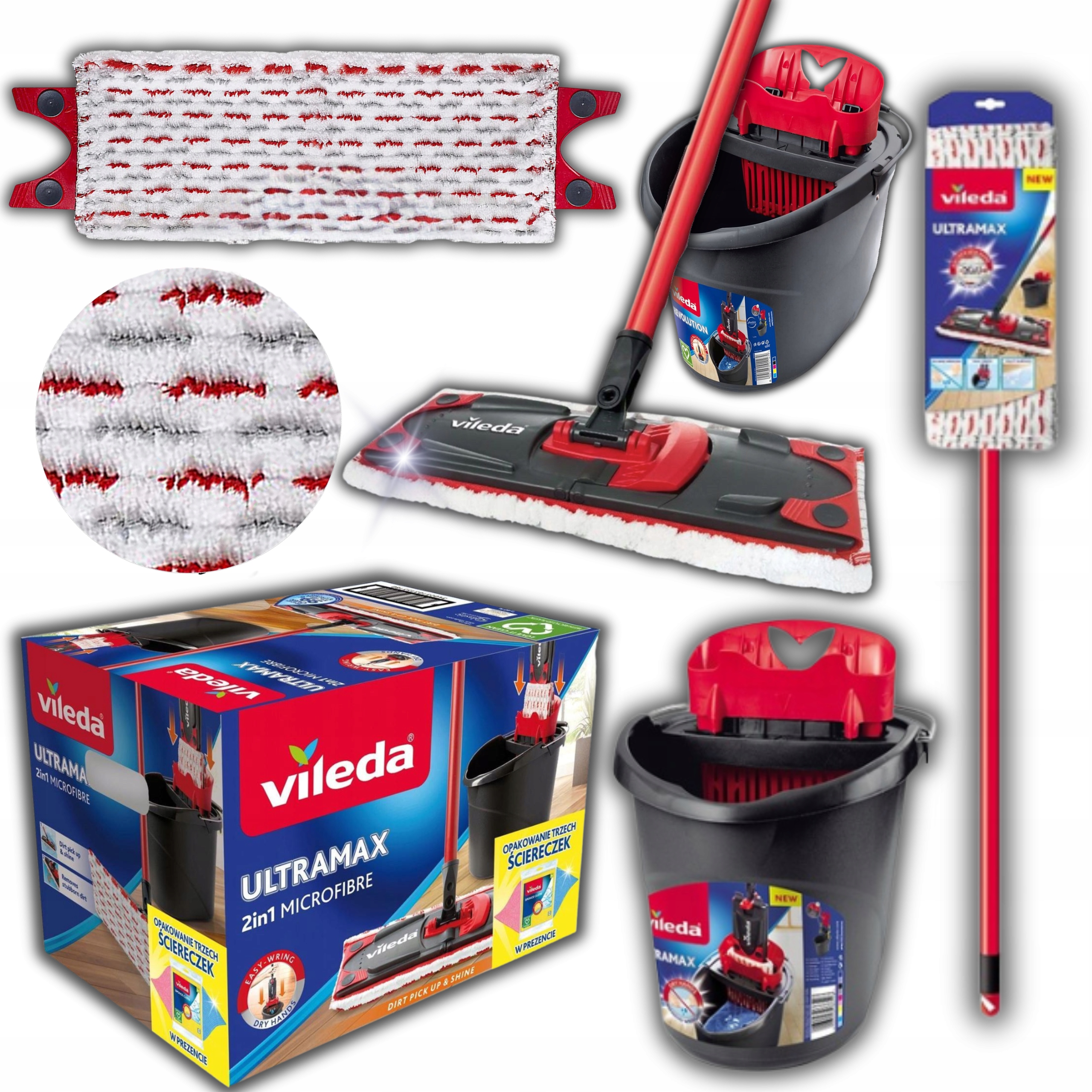 Vileda Mop ULTRAMAX płaski ZESTAW + GRATISY