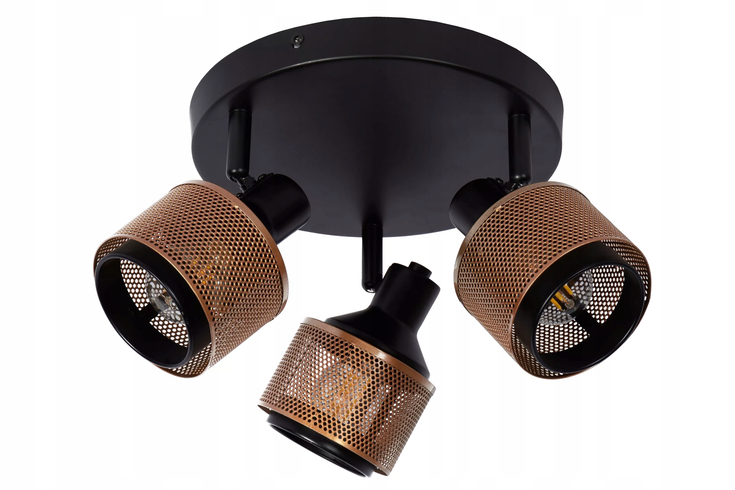 Stropní svítidlo trojitá industriální černá zlatá reflektory kulaté Lucide