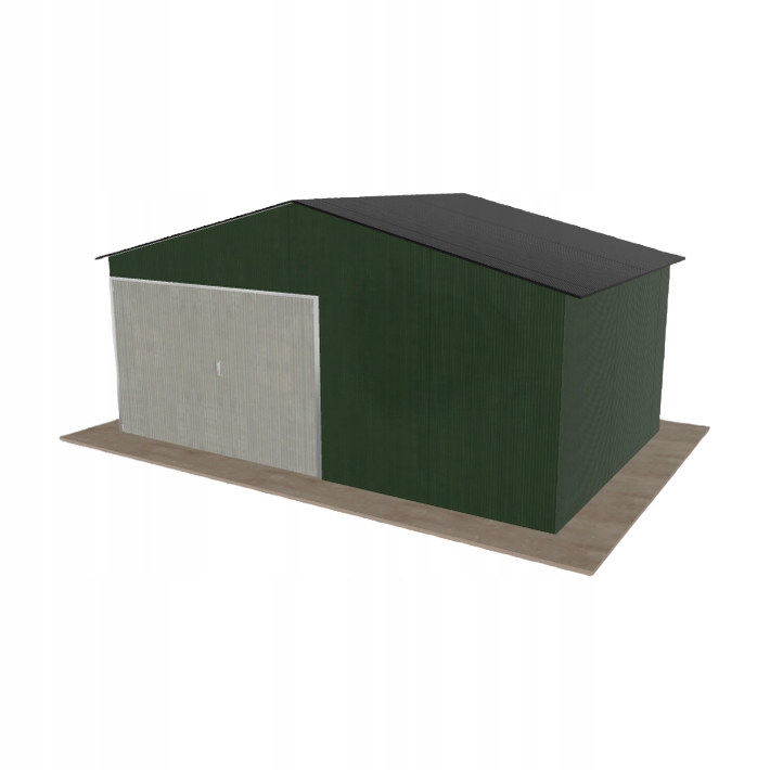 Plechová garáž 5.5 x 3.5 m, jednopolohová, sedlová, zelená