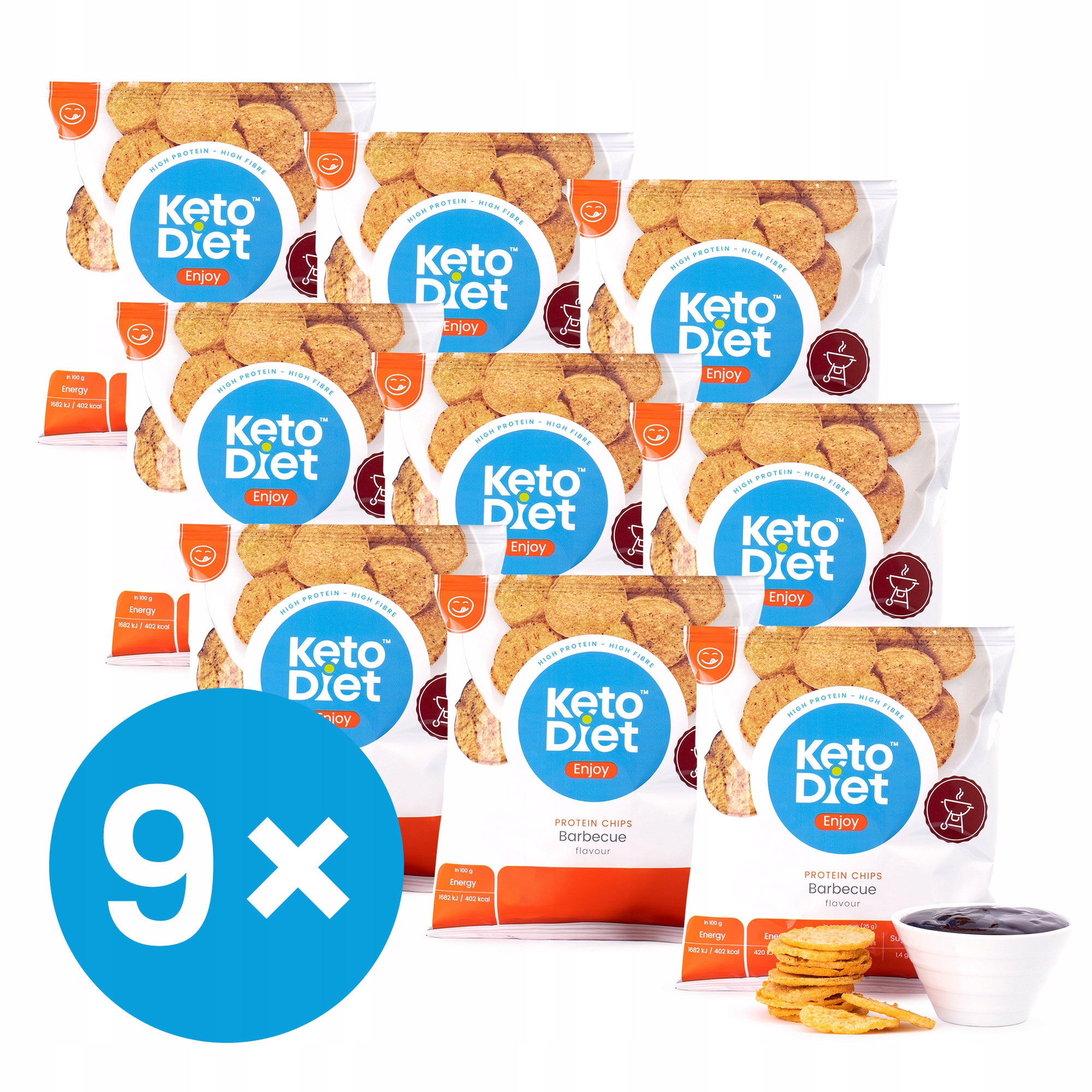 Proteinové chipsy příchuť barbecue Multipack 9 balení (9 × 25 g)