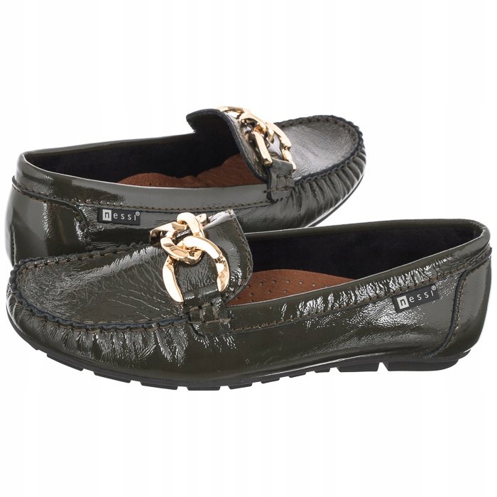 Dámské kožené boty Mokasíny Nessi Zelené 21036