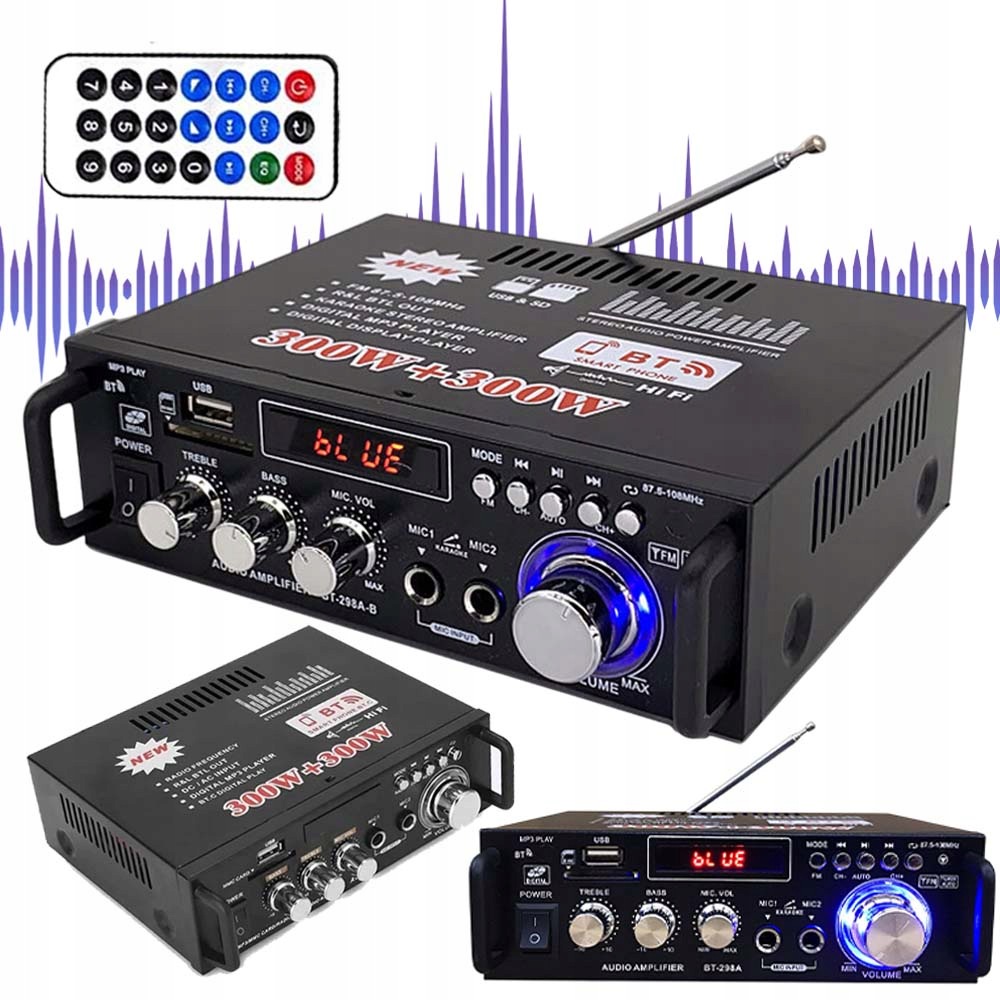 Stereo Zesilovač Bluetooth Audio Přehrávač Hifi Se 2 Mikrofony