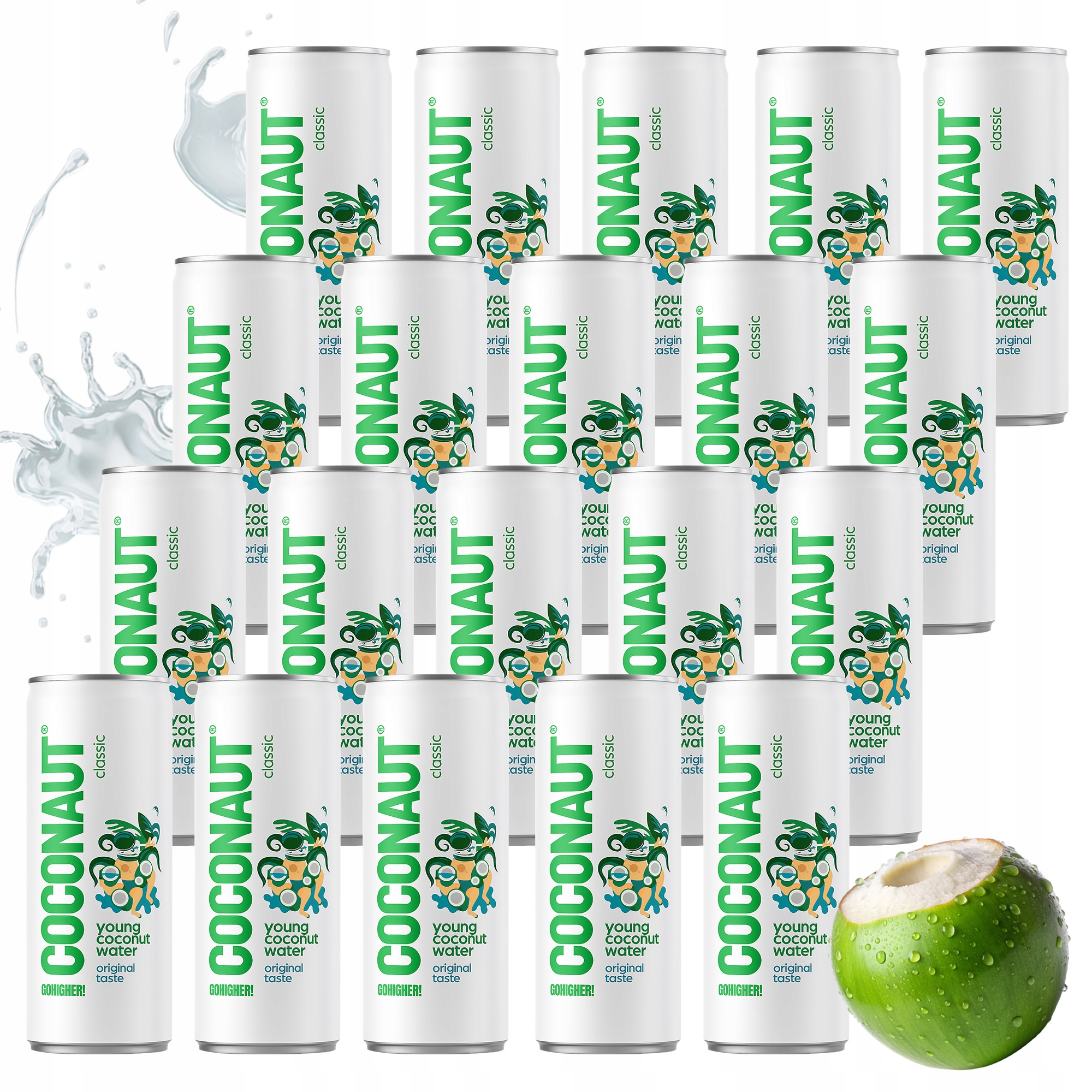 Levně Neperlivá Přírodní Kokosová Voda Coconaut Z Mladé Kokosové Plechovky 20 Ks