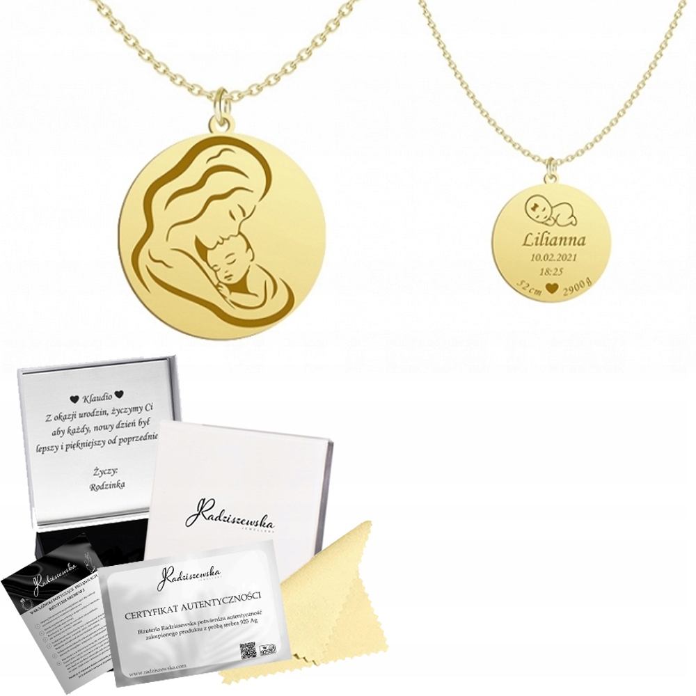 Náhrdelník Zlatý metr dítěte Jméno dítěte Řetízek Dárek Gravírování