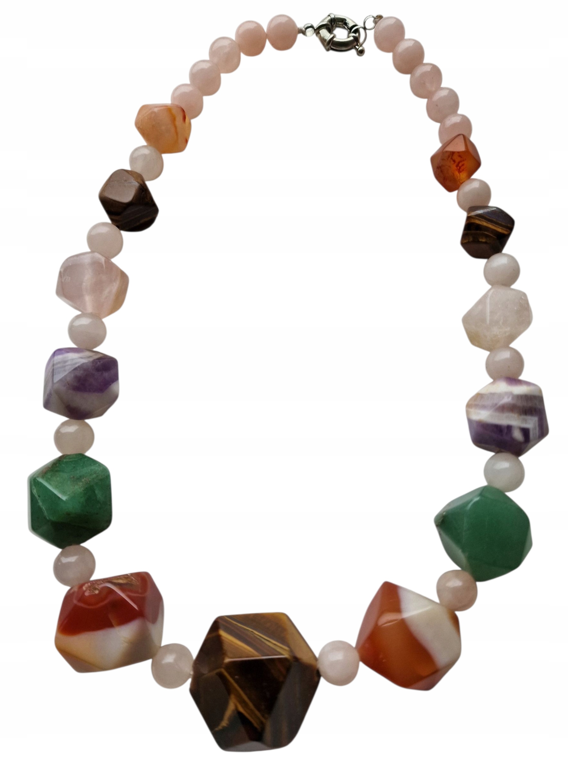 Vintage Náhrdelník Ametyst Aventurín Tygří Oko Růžový Křemen Dobrá Aura