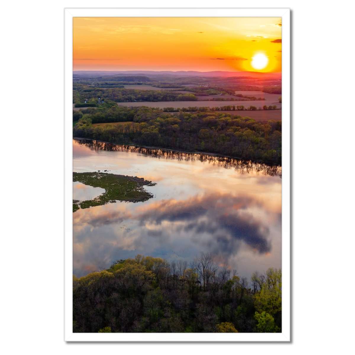 Plakáty v rámu 40x60 Řeka Les Západ slunce