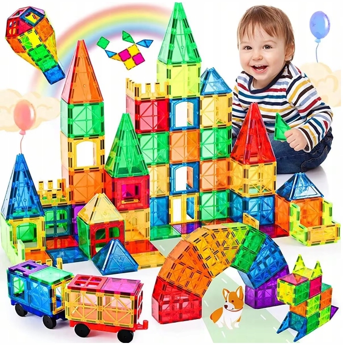 Klocki Magnetyczne 3D Magnetic Tiles Kosntrukcyjne Zestaw XXL 100 el