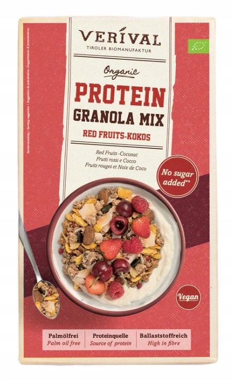 Levně 2x Proteinová granola s ovocem Bez přidaného cukru Bio 300 g Verival