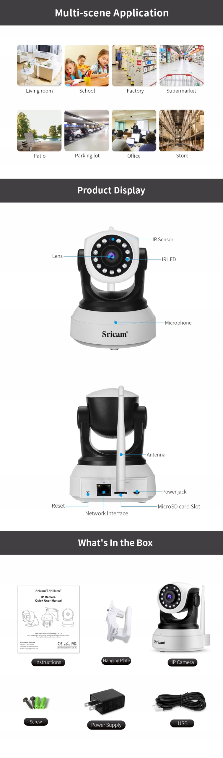 Kamera IP Domowa Pokojowa Biurowa WiFi Bezprzewodowa HD zoom alarmy Yoosee Marka bez marki