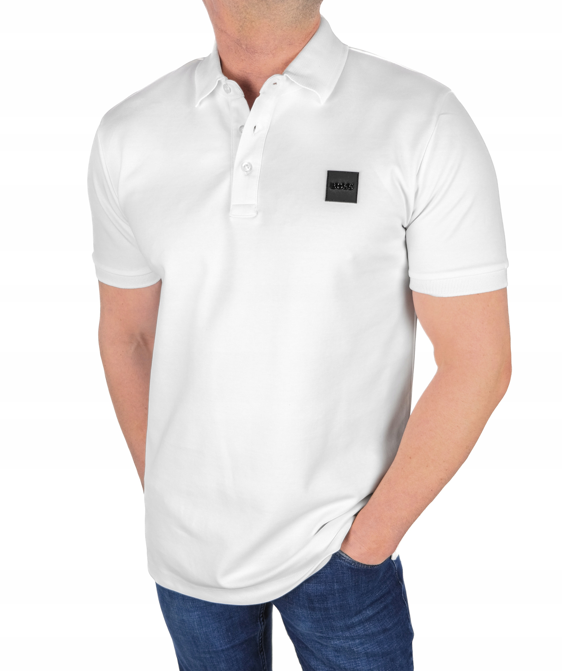 Koszulka Polo Hugo Boss Męska Polówka Luksusowa Bawełna Biała Roz. XL