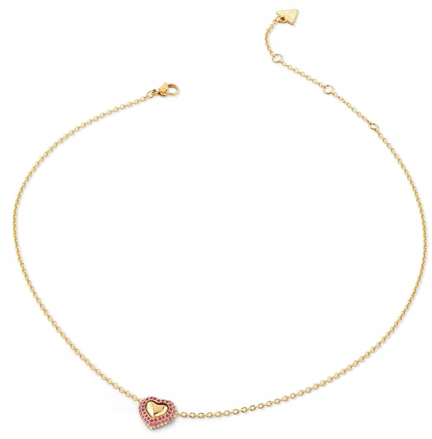 Ocelový Zlatý Náhrdelník Guess Beloved Křišťály Srdce JUBN05007JWYGPKT/U