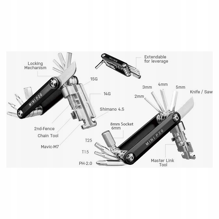 Klucz rowerowy Topeak Mini P20 T-TT2582B| r.0 Model Mini P20