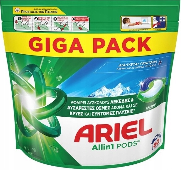 Ariel Alpine All-in-1 kapsle na praní 60 ks